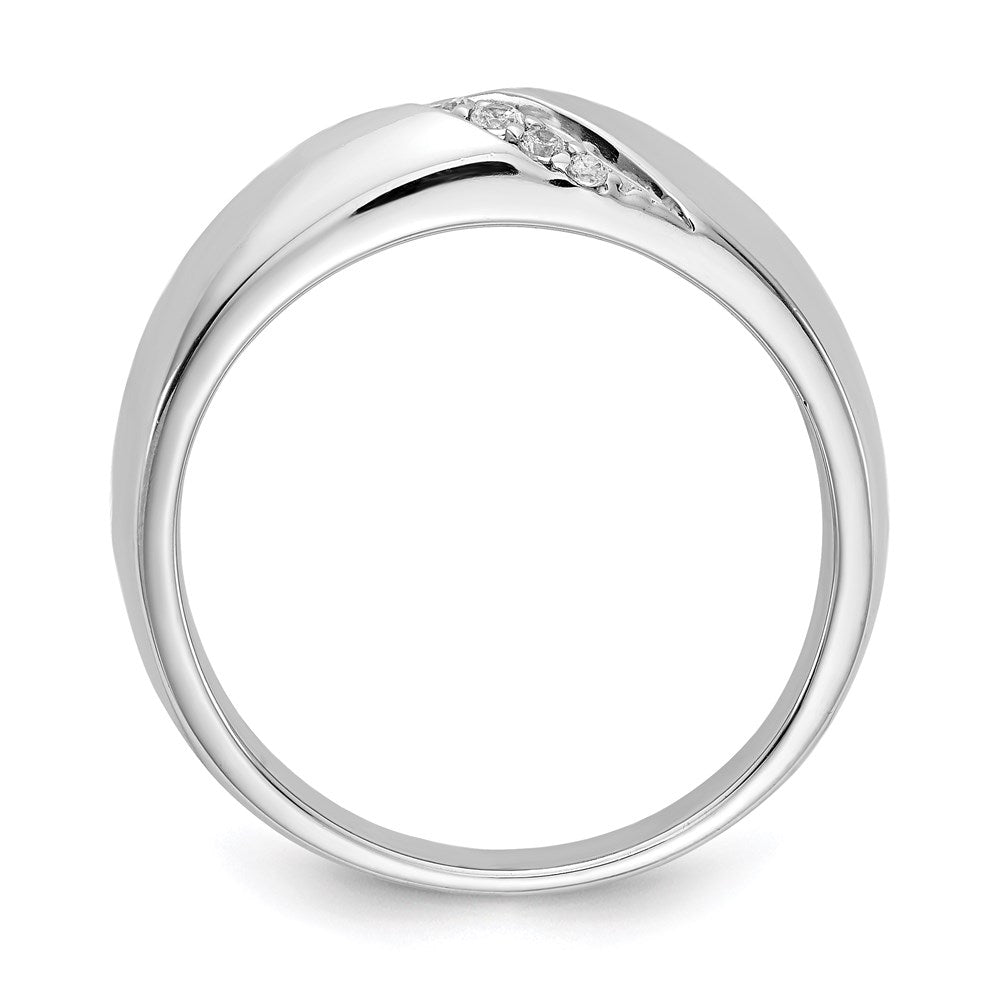 14K Weißgold Ring mit echten Diamanten für Herren