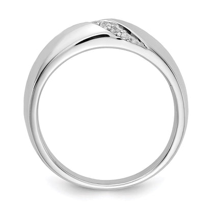 14K Weißgold Ring mit echten Diamanten für Herren