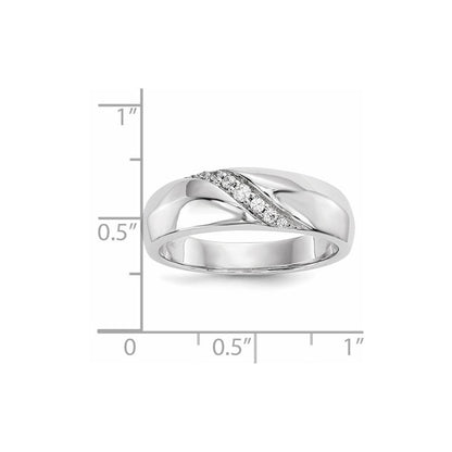 14K Weißgold Ring mit echten Diamanten für Herren