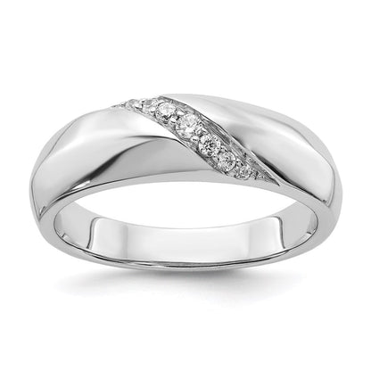 14K Weißgold Ring mit echten Diamanten für Herren