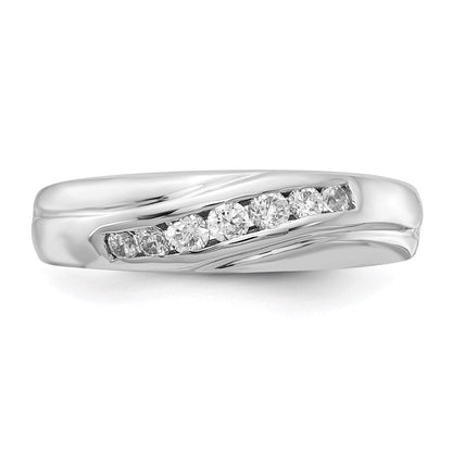 14K Weißgold Ring mit echten Diamanten für Herren