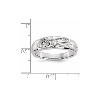 14K Weißgold Ring mit echten Diamanten für Herren