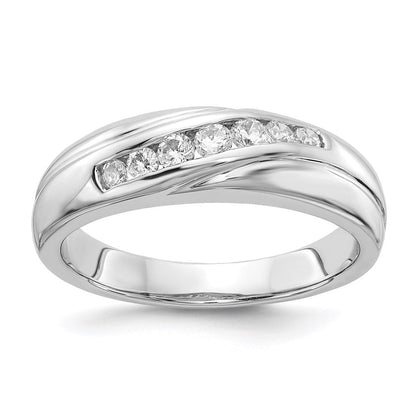 14K Weißgold Ring mit echten Diamanten für Herren