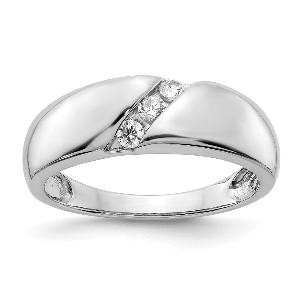 14K Weißgold Herrenring mit echten Diamanten