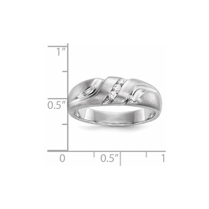 14K Weißgold Herrenring mit echten Diamanten