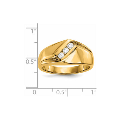 14K Gelbgold Herrenring mit echten Diamanten