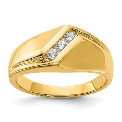 14K Gelbgold Herrenring mit echten Diamanten
