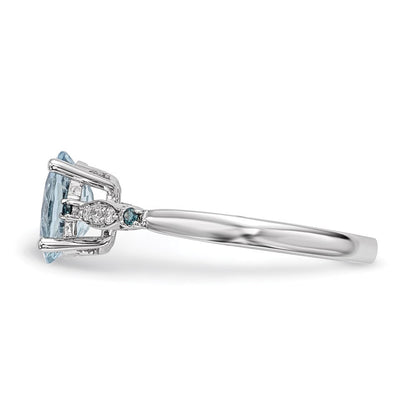 14K Weißgold Ring mit Aquamarin, blauem Saphir und Diamant