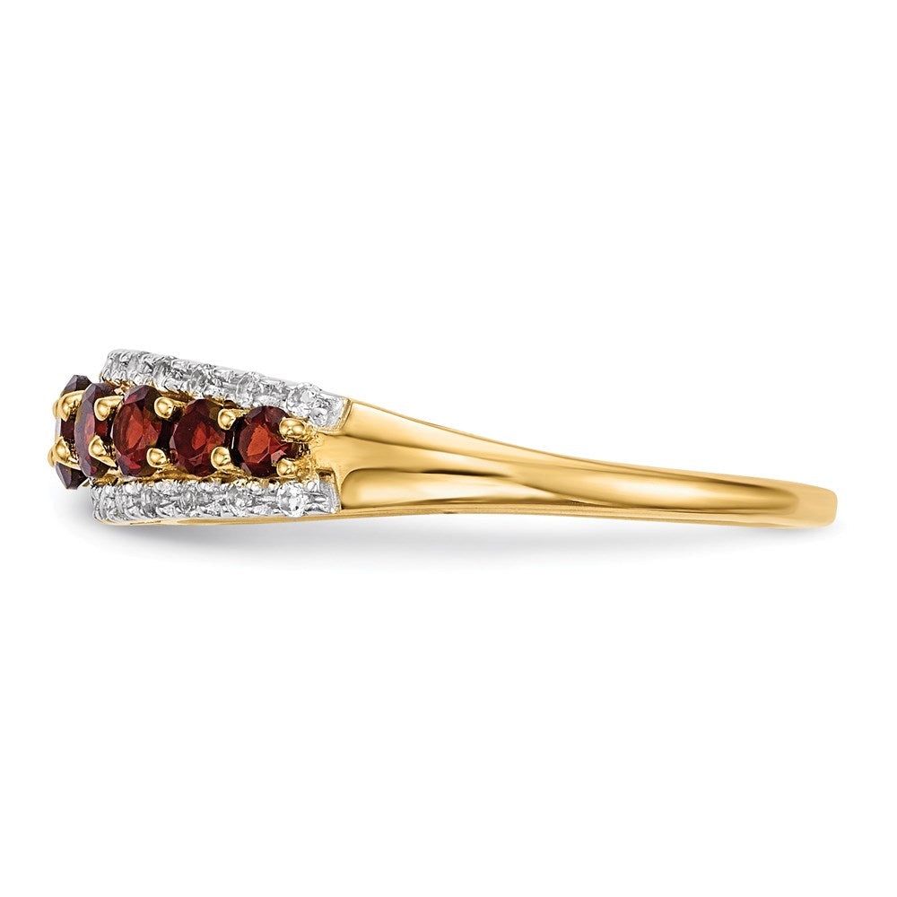 14K Gold mit Mozambique Granat & Weiß Topas Poliert Ring