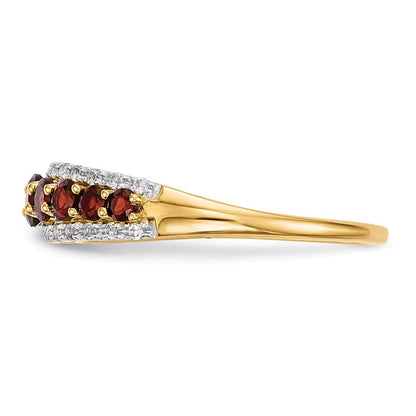 14K Gold mit Mozambique Granat & Weiß Topas Poliert Ring