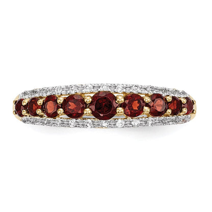 14K Gold mit Mozambique Granat & Weiß Topas Poliert Ring