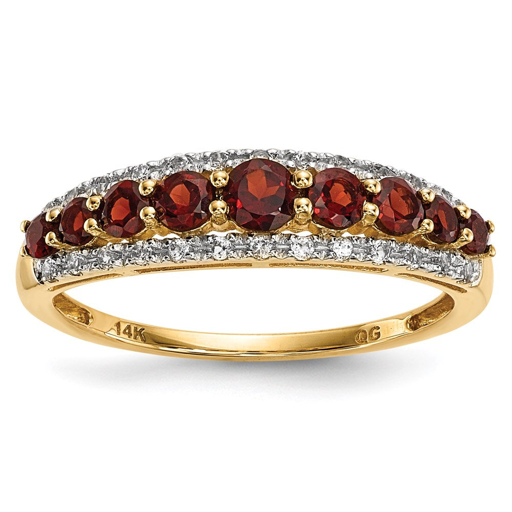 14K Gold mit Mozambique Granat & Weiß Topas Poliert Ring