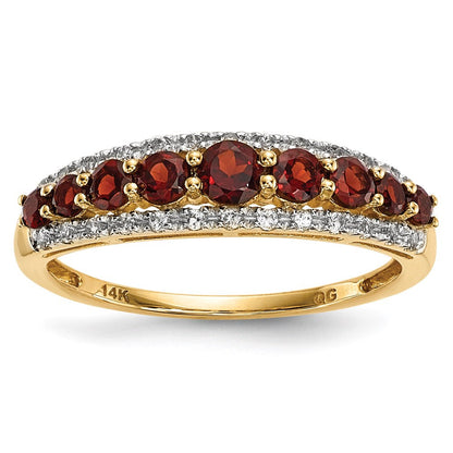 14K Gold mit Mozambique Granat & Weiß Topas Poliert Ring