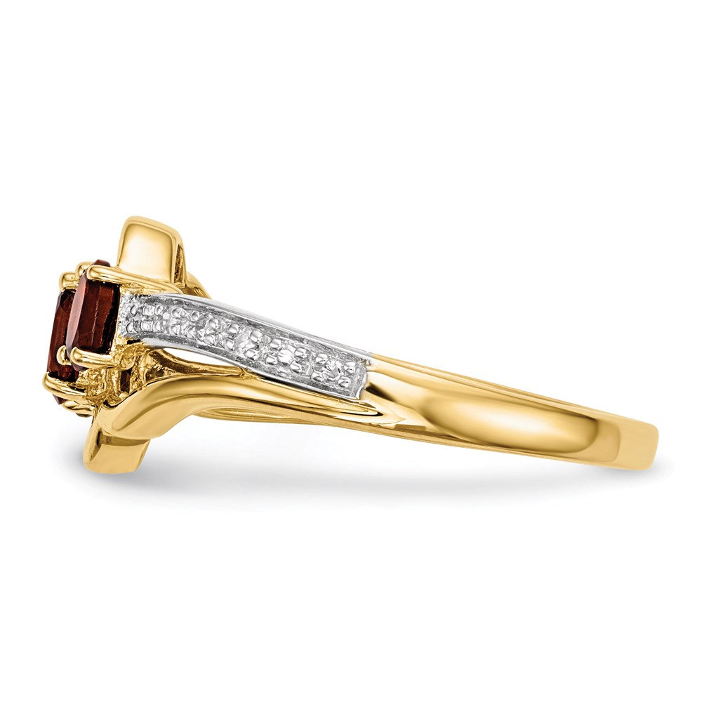 14K Gold mit Mozambique Granat & Echt Diamant Poliert Ring