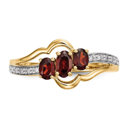 14K Gold mit Mozambique Granat & Echt Diamant Poliert Ring