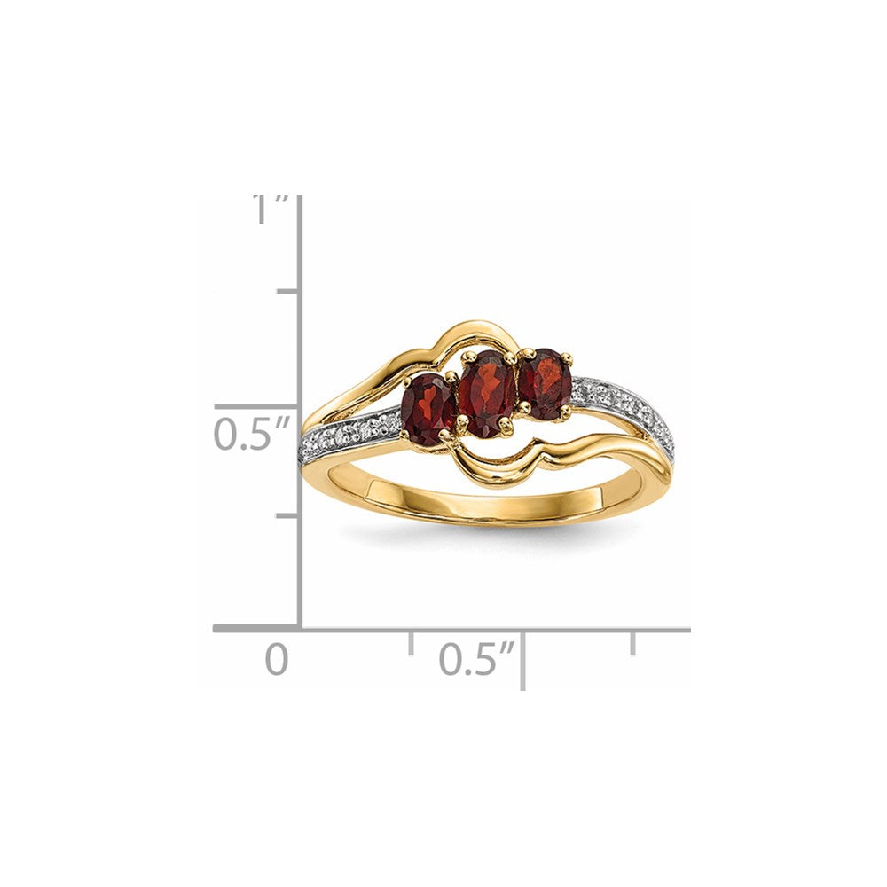 14K Gold mit Mozambique Granat & Echt Diamant Poliert Ring