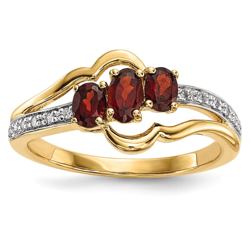14K Gold mit Mozambique Granat & Echt Diamant Poliert Ring