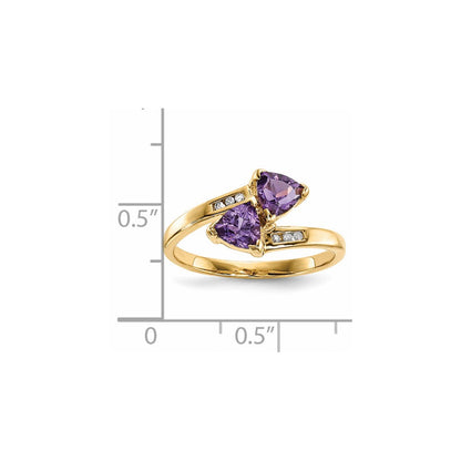 14K Gelbgold Ring mit Diamant und Amethyst, poliert