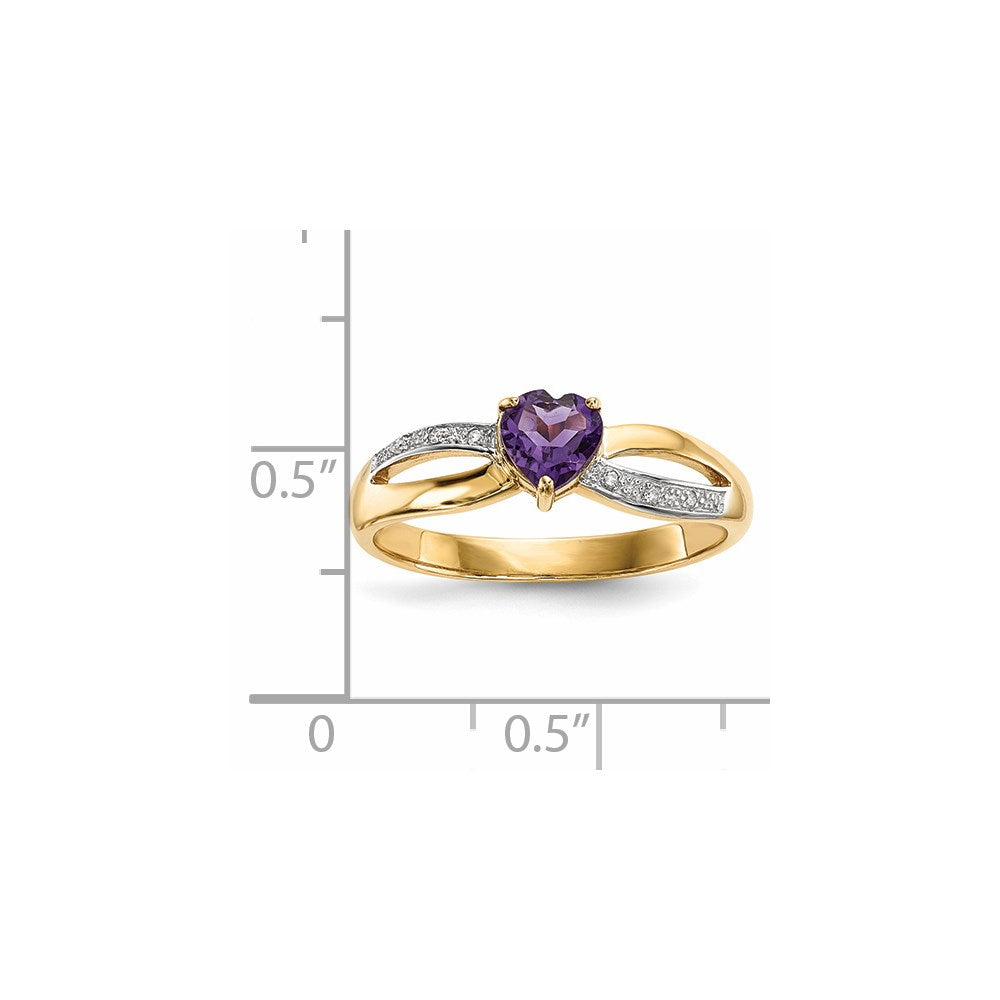 14K Gold mit Echt Diamant & Amethyst Poliert Ring