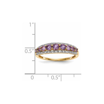 14K Gold Ring mit Amethyst & Weißem Topas, poliert
