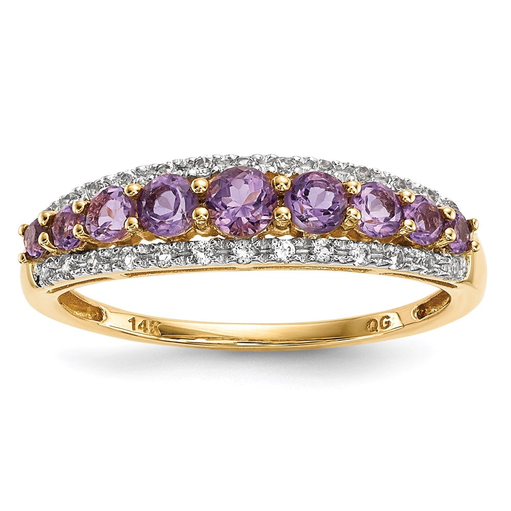 14K Gold Ring mit Amethyst & Weißem Topas, poliert