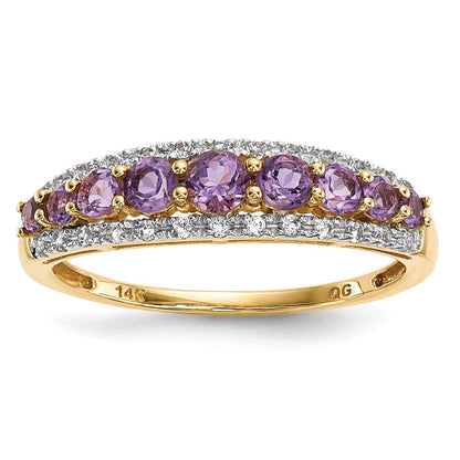 14K Gold Ring mit Amethyst & Weißem Topas, poliert