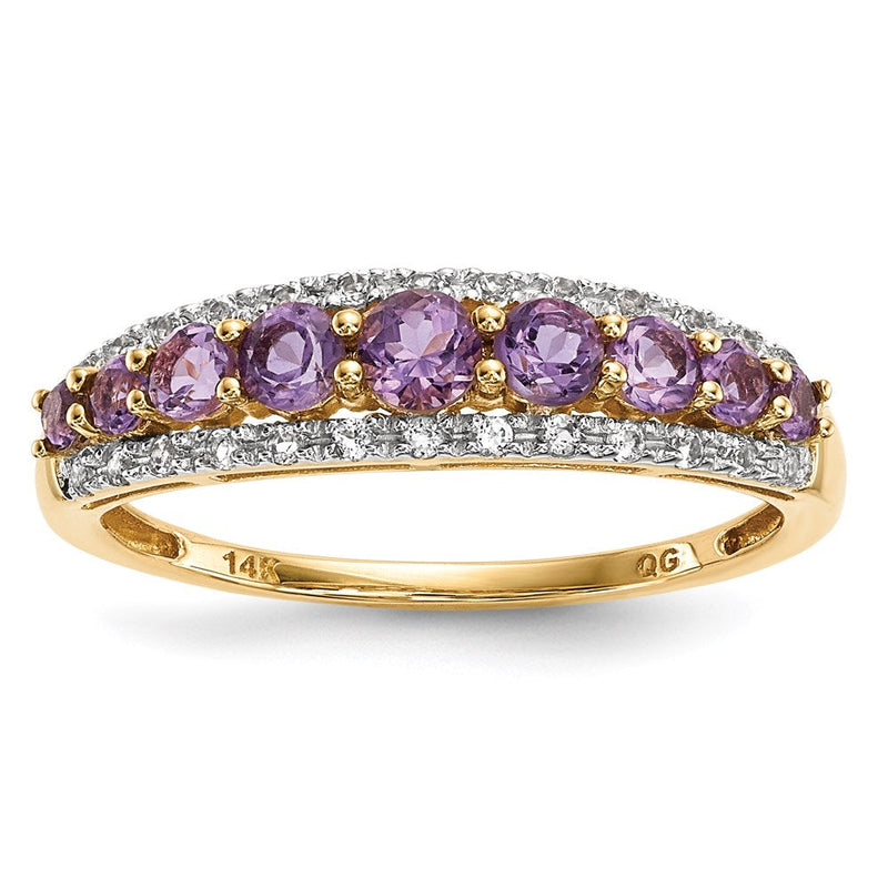 14K Gold Ring mit Amethyst & Weißem Topas, poliert