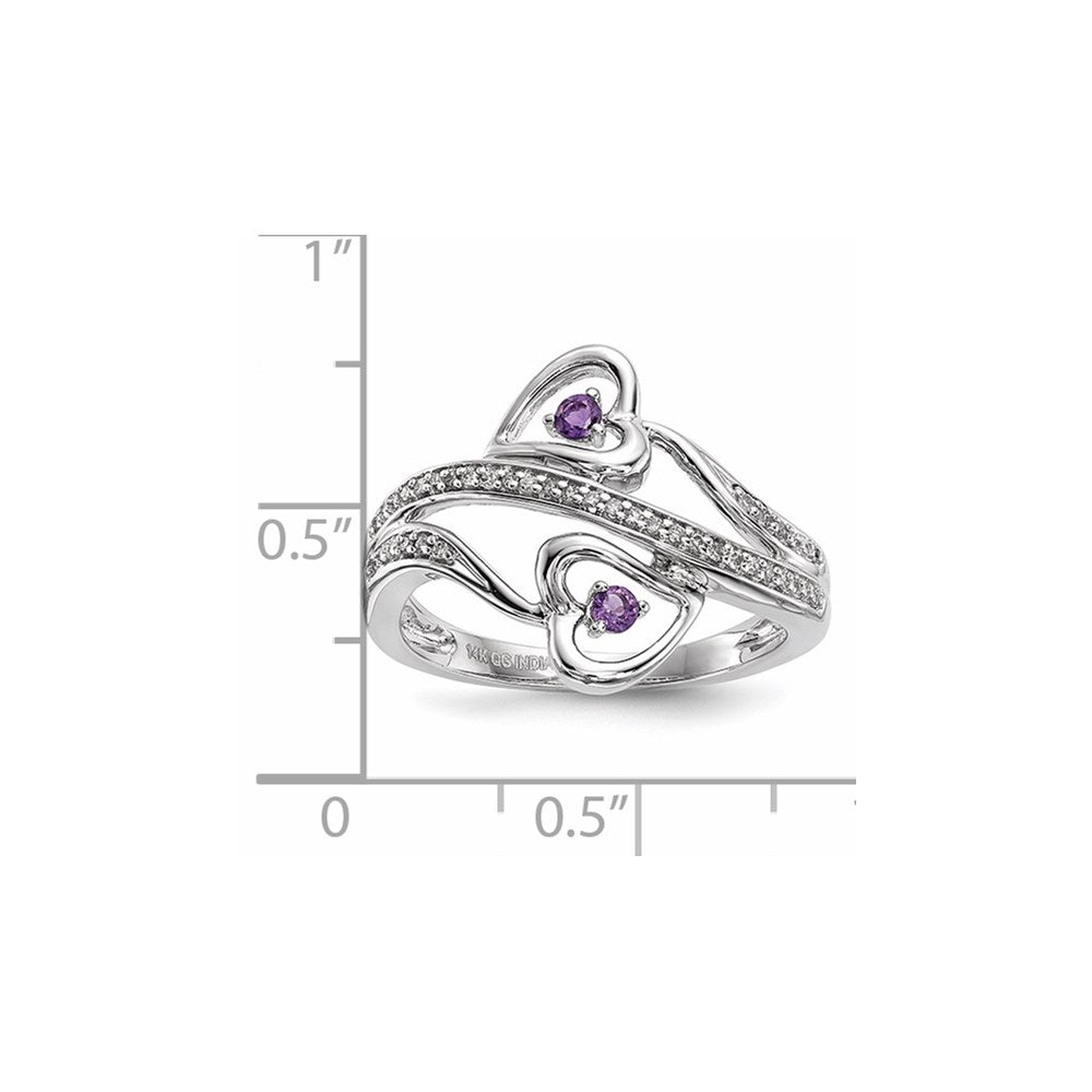 14 Karat Weißgold Amethyst-Herz-Ring