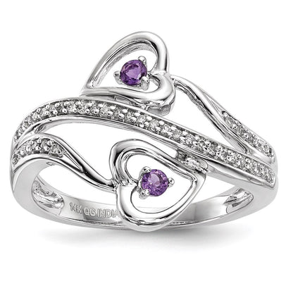 14 Karat Weißgold Amethyst-Herz-Ring
