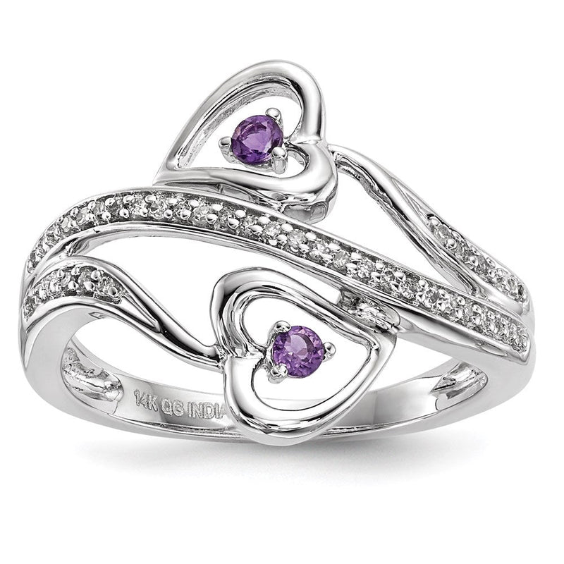 14 Karat Weißgold Amethyst-Herz-Ring