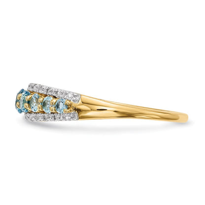 14K Gold mit L. Schweizer Blau & Weiß Topas Poliert Ring