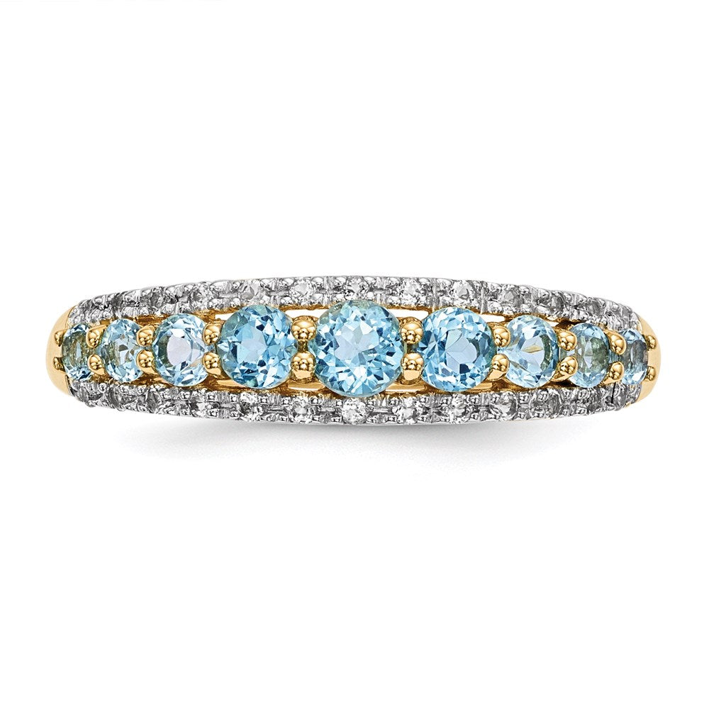 14K Gold mit L. Schweizer Blau & Weiß Topas Poliert Ring