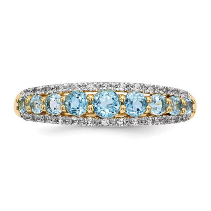 14K Gold mit L. Schweizer Blau & Weiß Topas Poliert Ring
