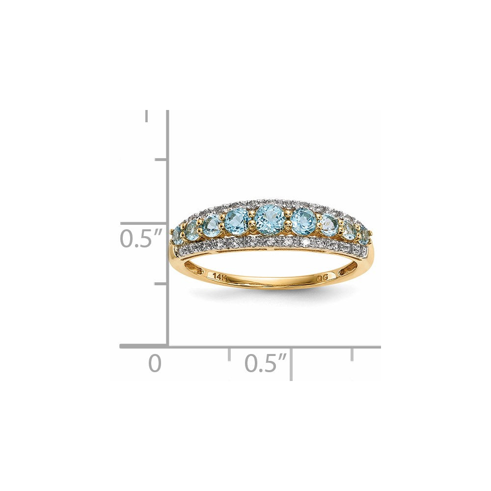 14K Gold mit L. Schweizer Blau & Weiß Topas Poliert Ring