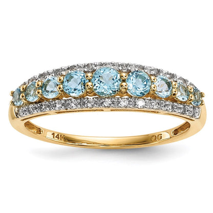 14K Gold mit L. Schweizer Blau & Weiß Topas Poliert Ring