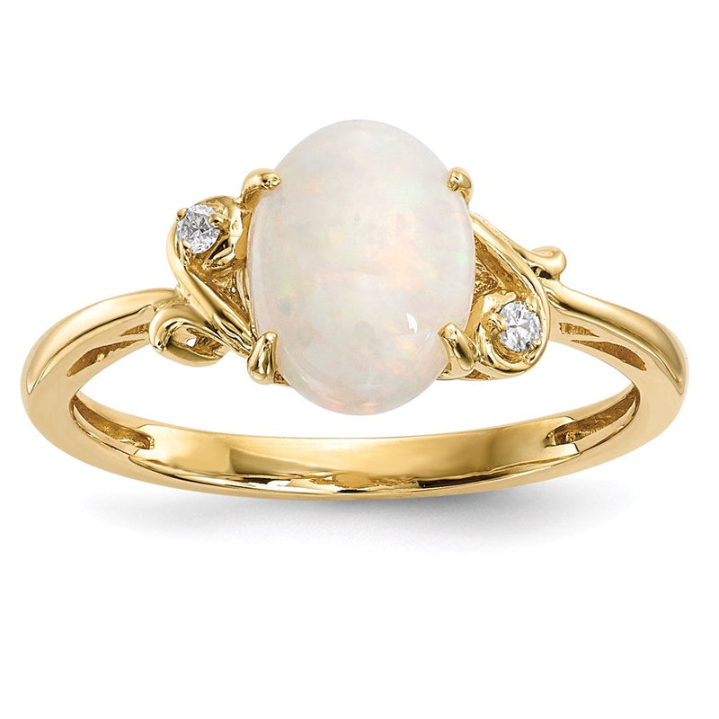 14K Gold Ring mit australischem Opal und echten Diamanten