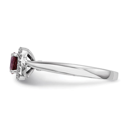 14K Weißgold Echt Diamant & Rubin Ring