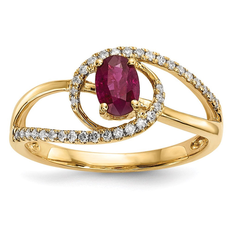 14K Gold Ring mit Rubin & echten Diamanten