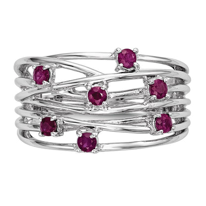 14K Weißgold Rubin Ring