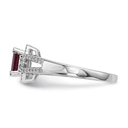 14K Weißgold Echt Diamant & Rubin Ring