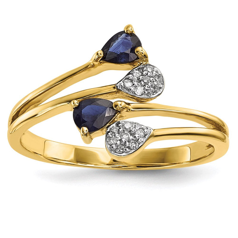 585 Gelbgold Ring mit Diamant & Saphir, poliert