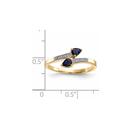 14K Gold mit Echt Diamant & Saphir Poliert Ring