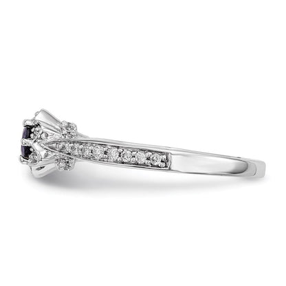 14K Weißgold Echt Diamant & Saphir Ring