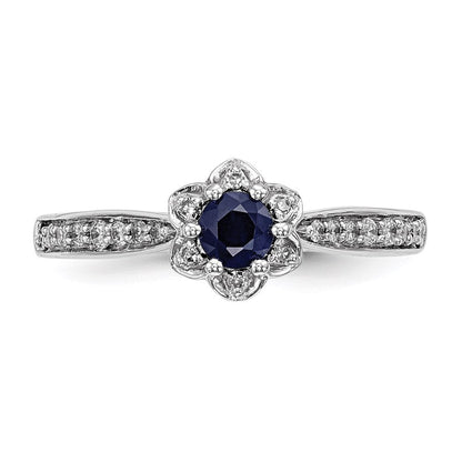 14K Weißgold Echt Diamant & Saphir Ring