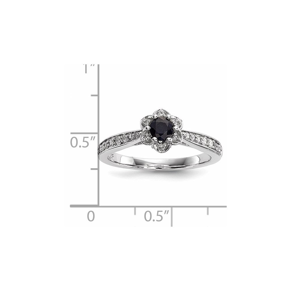 14K Weißgold Echt Diamant & Saphir Ring