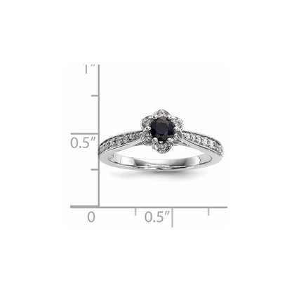 14K Weißgold Echt Diamant & Saphir Ring
