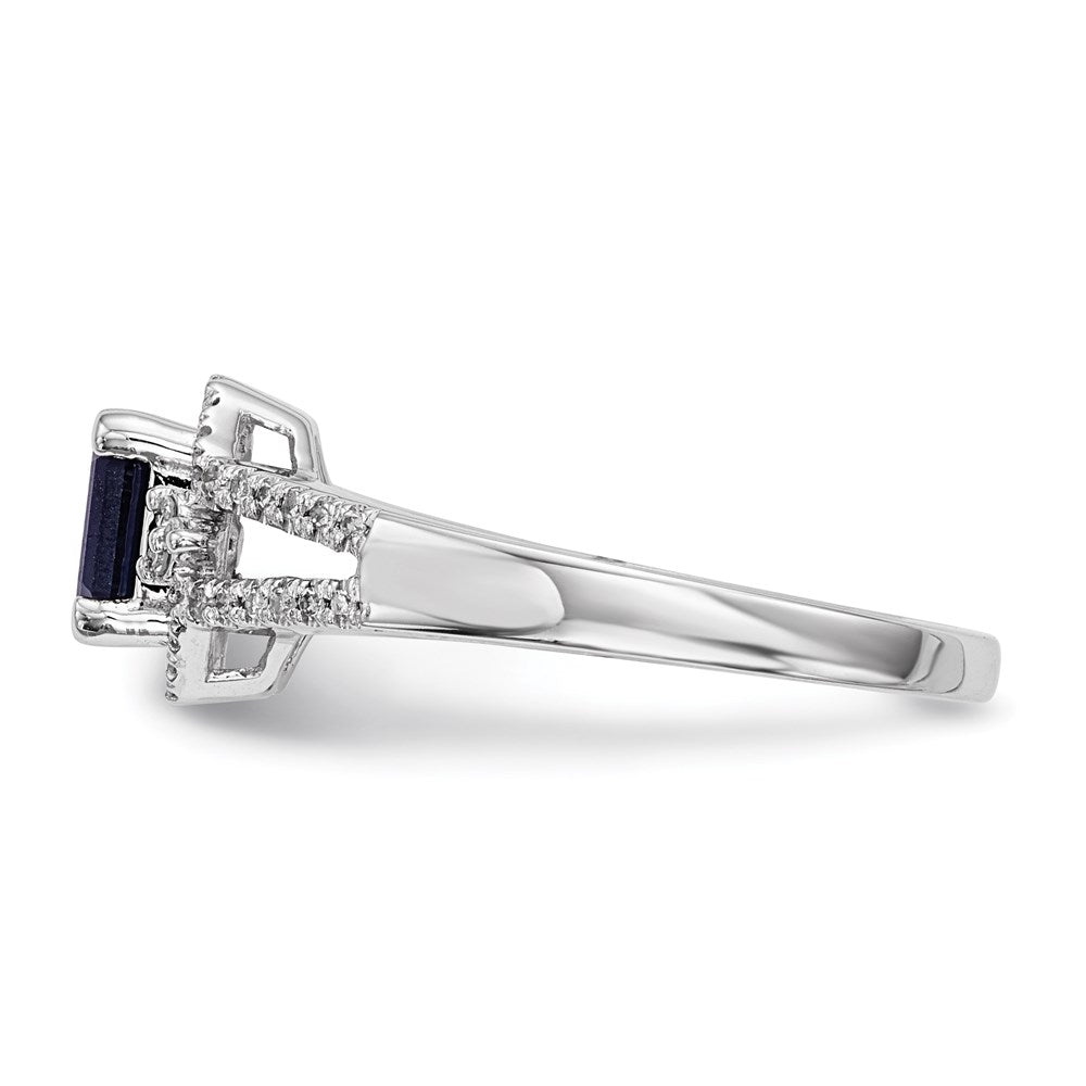 14K Weißgold Echt Diamant & Saphir Ring