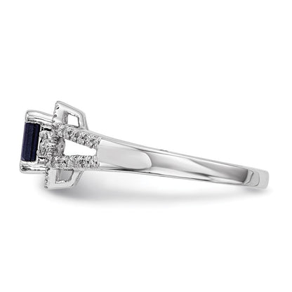 14K Weißgold Echt Diamant & Saphir Ring