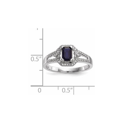 14K Weißgold Echt Diamant & Saphir Ring