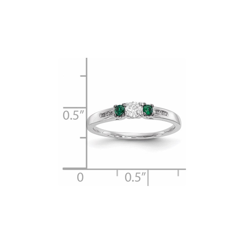 14K Weißgold Echt Diamant & Smaragd Ring